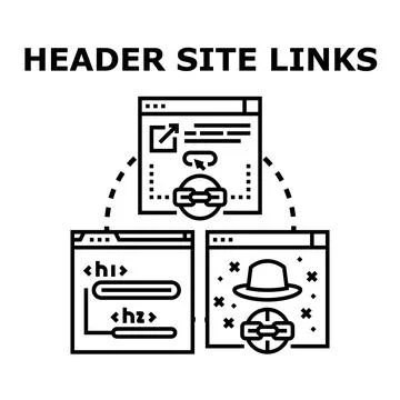 Header site links connecting web pages and seo strategy Illustration