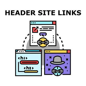 Header site links connecting web pages and seo strategy イラスト素材