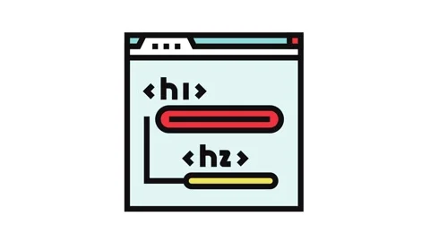 Header tags h1 h2 seo color icon animation Stock Footage 326113224