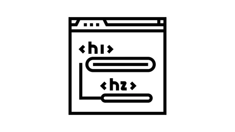 Header tags h1 h2 seo line icon animation Stock Footage 326129632