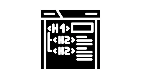 Header tags h1 h2 seo glyph icon animation Stock Footage 326741347