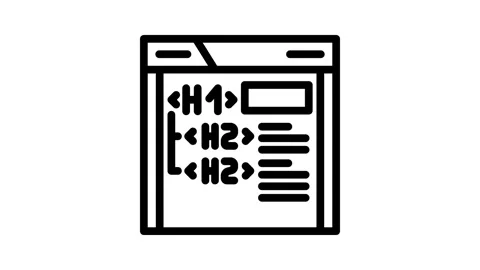 Header tags h1 h2 seo line icon animation Stock Footage 326757675