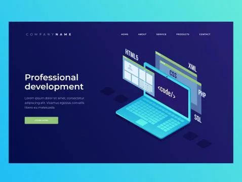 Header for website. Concept of web development, programming and coding. Stock Illustration
