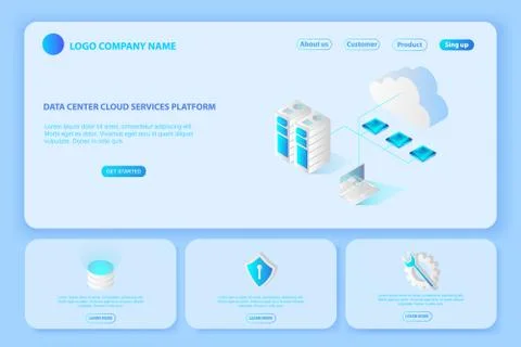 Header for Website of Platform Data center cloud services.page suggesting to Illustrazione stock