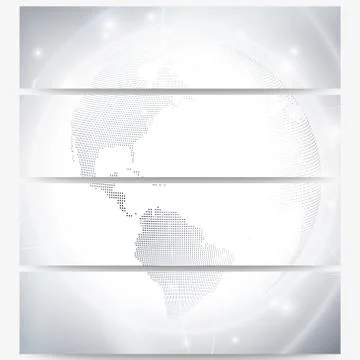 Headers set with dotted world globe, light design vector illustration Illustrazione stock