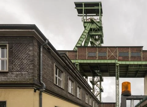 The headframe of Mine Georg in Willroth, Germany Stock Photos