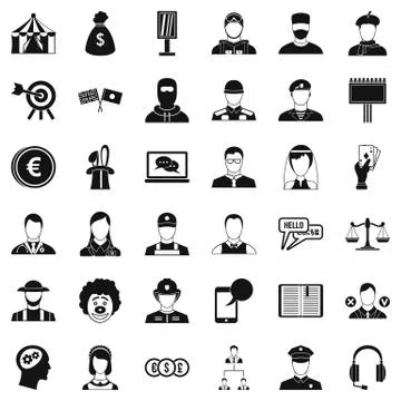 Headhunter icons set, simple style Stock Illustration