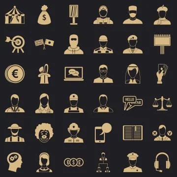 Headhunter icons set, simple style Illustrazione stock