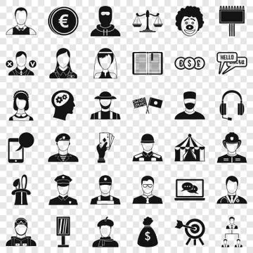 Headhunter icons set, simple style Illustrazione stock