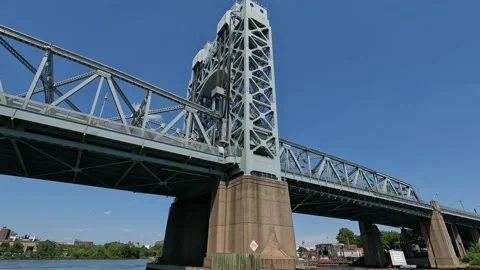 Heading North on the Harlem River &amp; Passing Under the Triborough, RFK Bridge Stock Footage 219162503
