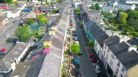 Heading towards the sea down Main Street, Killyleagh, Northern Ireland Stock Footage 246591317