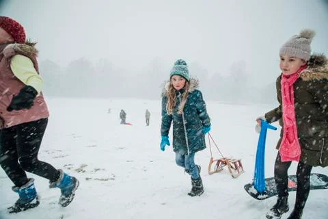 Heading Uphill to Sled Stock Photos