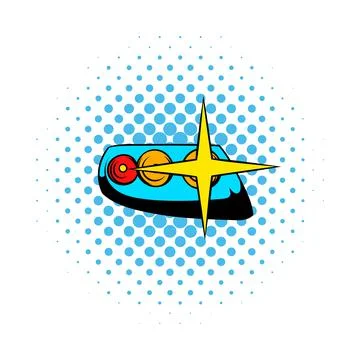 Headlamp comics icon Stock Illustration