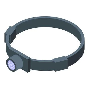Headlamp flashlight isometric icon showing a miner, worker or spelunker usi.. Stock Illustration