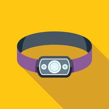 Headlamp flashlight shining bright light beam icon Stock Illustration
