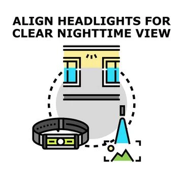 Headlamp illuminating path for clear nighttime traveling Stock Illustration