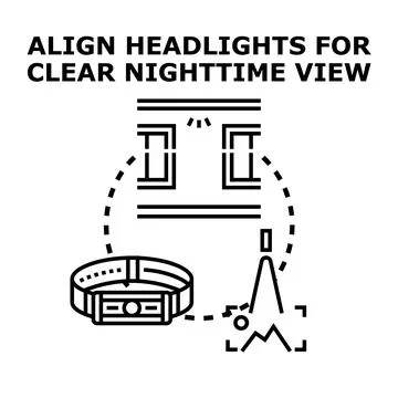 Headlamp illuminating path for clear nighttime traveling Stock Illustration