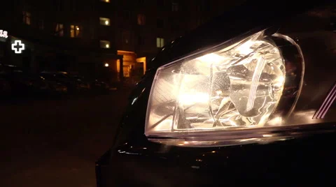 Headlamp inclusion in the night Stock Footage 43738412