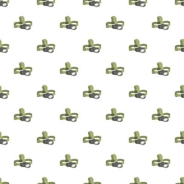 Headlamp pattern creating seamless outdoor equipment background イラスト素材