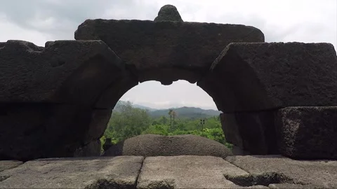 Headless Buddha Statue, Arch on the Terrace, Borobudur Temple, Java, Indonesia Stock Footage 242252829