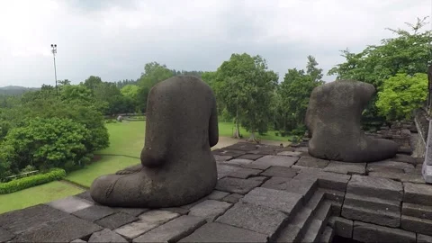 Headless Buddha Statue, Borobudur Temple Terrace, Java, Indonesia Stock Footage 244728306