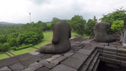 Headless Buddha Statue, Borobudur Temple Terrace, Java, Indonesia Stock Footage 244728317