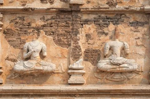 Headless Buddha statues at Wat Jet Yod, Chiang Mai, Thailand Stock Photos