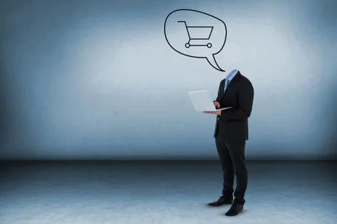 Headless businessman using laptop Stock Photos