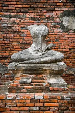 Headless stone Buddha statue Stock Photos