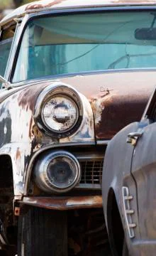 Headlight on an Abandoned Car Stock Photos