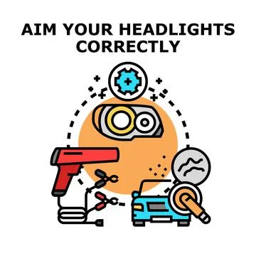 Headlight adjustment and car maintenance concept Stock Illustration