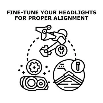 Headlight alignment adjustment service concept illustration Stock Illustration