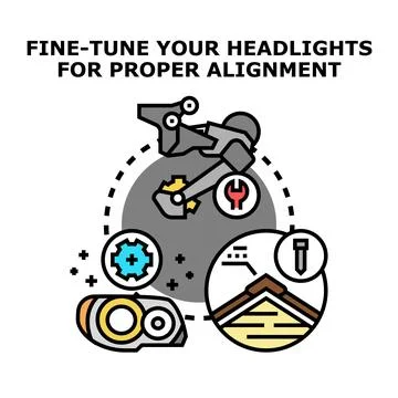 Headlight alignment adjustment service concept illustration Stock Illustration