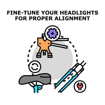 Headlight alignment and vehicle bicycle maintenance concept Stock Illustration