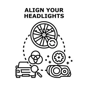 Headlight alignment service vector concept illustration Stock Illustration
