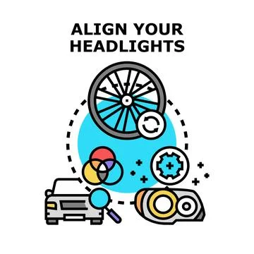 Headlight alignment service vector concept illustration Stock Illustration