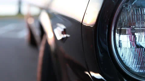 Headlight and side of Mustang b, rackfocus series Video stock 23828649
