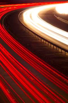 Headlight and tail light trails at night Stock Photos