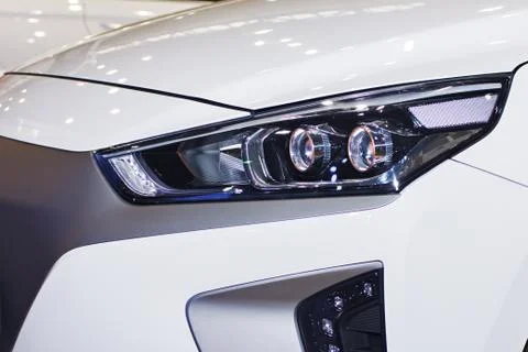 The headlight of the car is close-up Stock Photos