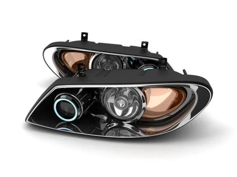 Headlight car (done in 3d, white background) Ilustración de archivo