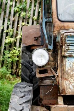 Headlight close-up of an old tractor Stock Photos