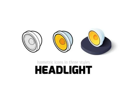 Headlight icon in different style Illustrazione stock