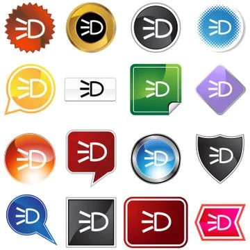 Headlight icon set Stock Illustration