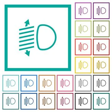 Headlight level adjustment flat color icons with quadrant frames 스톡 일러스트