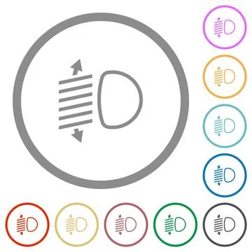Headlight level adjustment outline flat icons with outlines 스톡 일러스트
