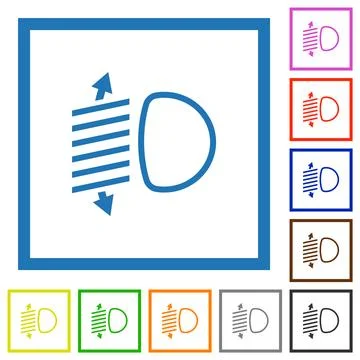 Headlight level adjustment outline flat framed icons Stock Illustration