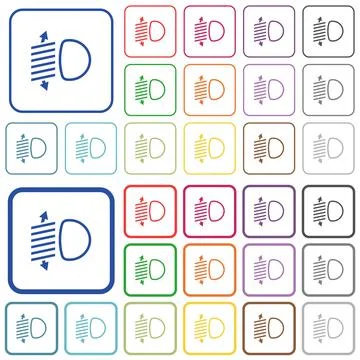 Headlight level adjustment outlined flat color icons Stock Illustration