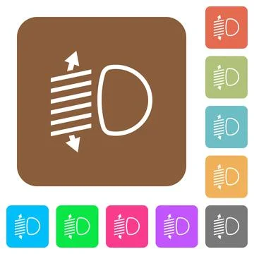 Headlight level adjustment rounded square flat icons Stock Illustration