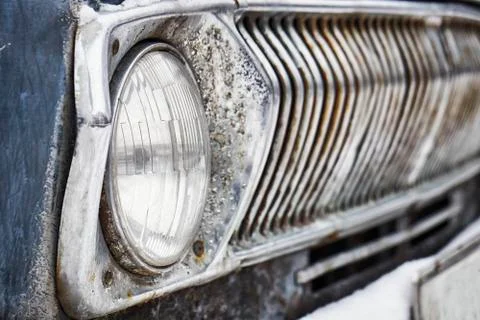 Headlight of old soviet car Stock Photos