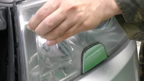 Headlight Polishing, processing of car lights. Stock Footage 97367027